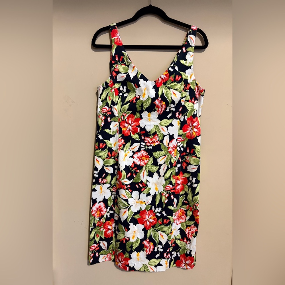 Jones New York Signature Floral Cotton/Spandex Sleeveless Dress size 16 - Picture 2 of 6